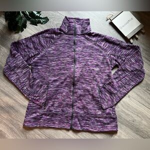 Columbia Mock Neck Full Zip Knit Jacket in Heathered Purple. Size L